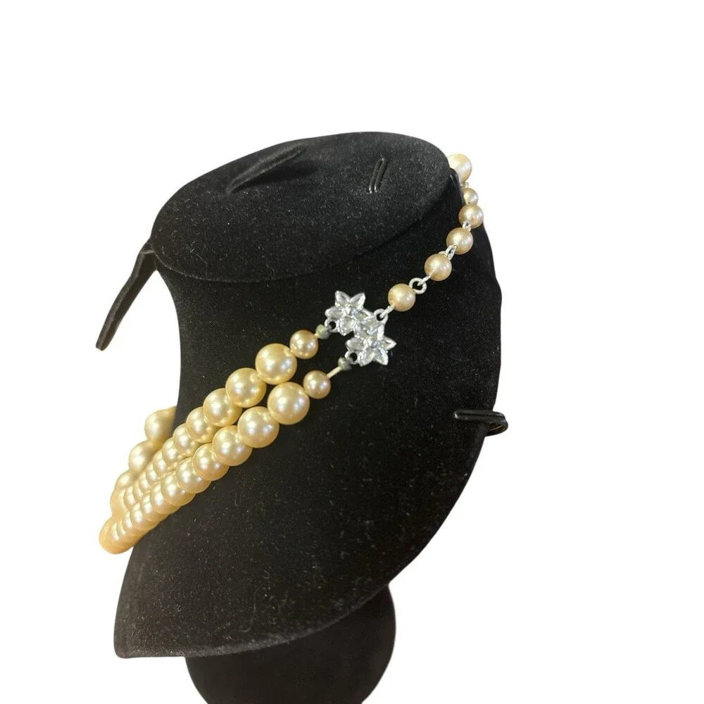 Vintage 16 inch Faux Pearl Necklace, Two Layer, Stamped‎ JAPAN